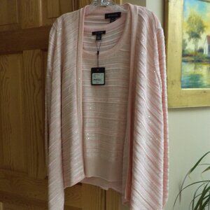 St. John Waterfall Cardigan Sweater+Tank Shades of Pink-Large NEW $1595